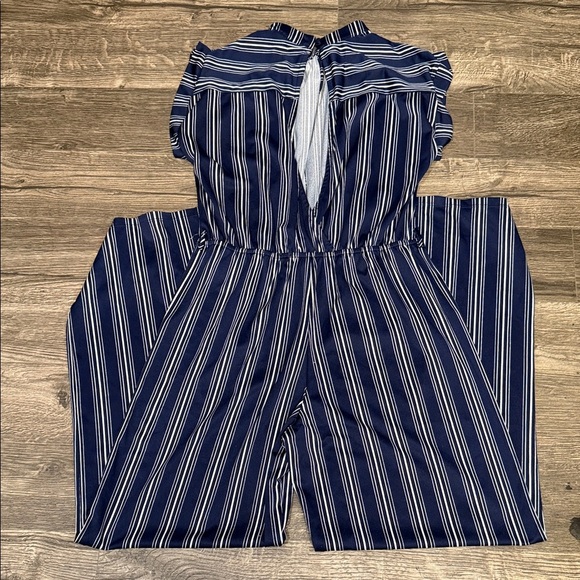 Monteau Navy and White Striped Jumpsuit - Picture 4 of 4